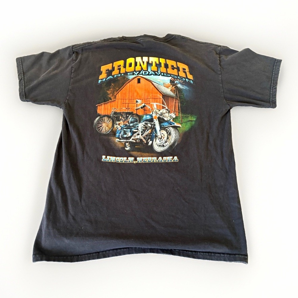 Harley-Davidson Frontier Lincoln Nebraska Graphic T-Shirt Mens Large Black